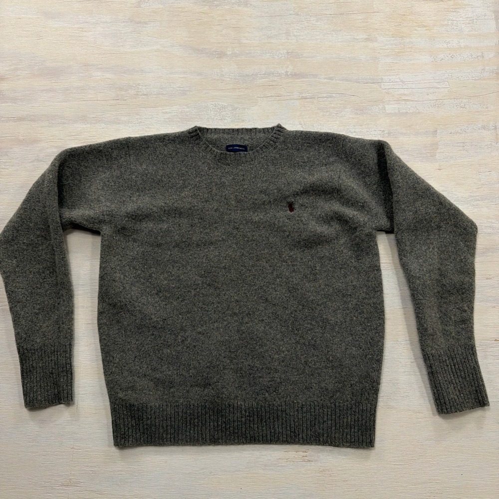 Polo Ralph Lauren Sweater Lambswool Crewneck Gray Pony Logo Small Women